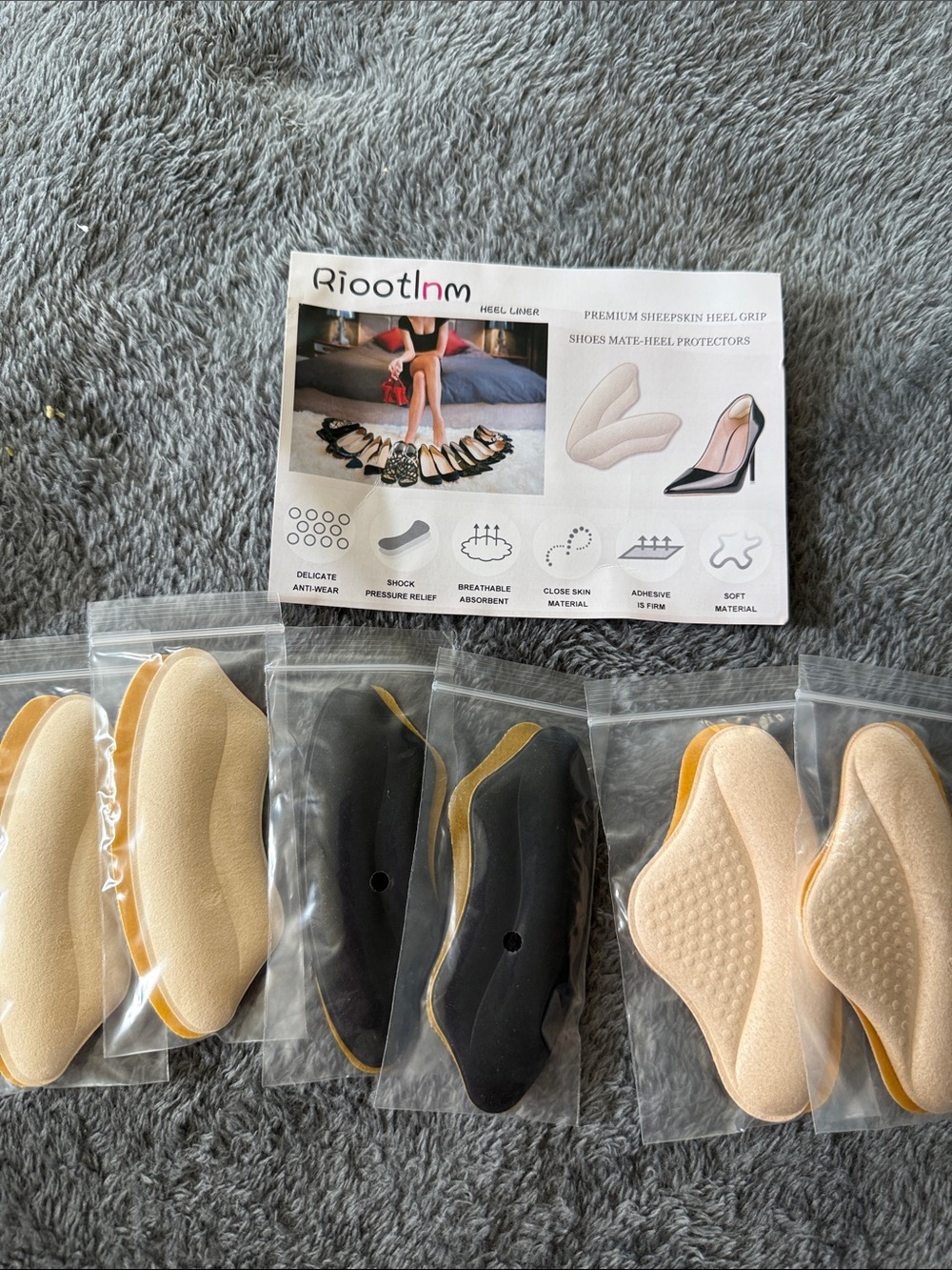Sheepskin High Heel Cushions - Black & Beige
